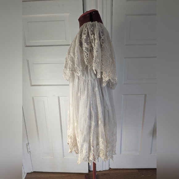 Snidel cream boho dress lace off shoulder Victorian 70s vibe - Picture 3 of 6